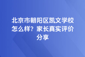 北京市朝陽區凱文學校怎么樣？家長真實評價分享