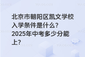 北京市朝陽區凱文學校入學條件是什么？2025年中考多少分能上？